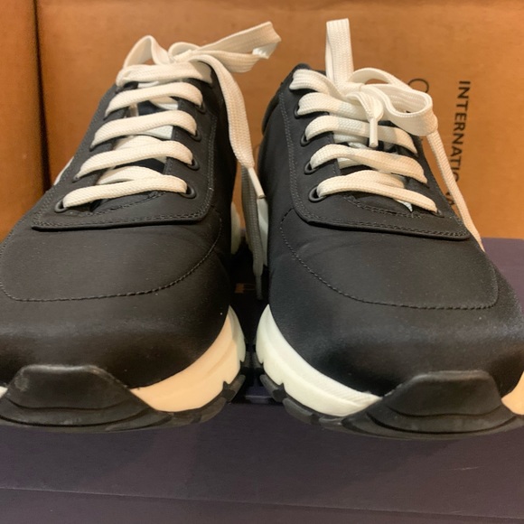 AUTH PRADA Sneakers Plain Logo Street Style, in BLACK Unisex, EU 8.5/US 10 - Picture 2 of 14